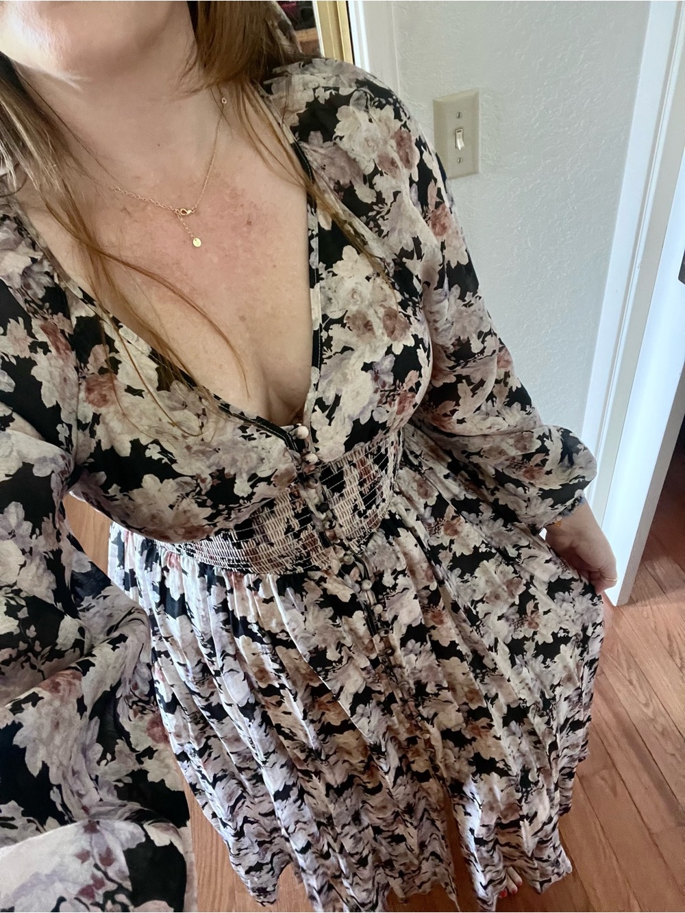 In Loom - Floral Print Maxi Dress - blush, cream, black - NWT - Picture 10 of 11